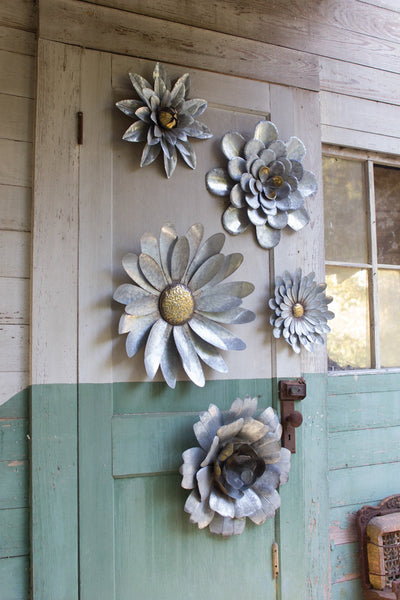 Set of 5 Metal Flower Wall Hangings - Hearts Attic 
