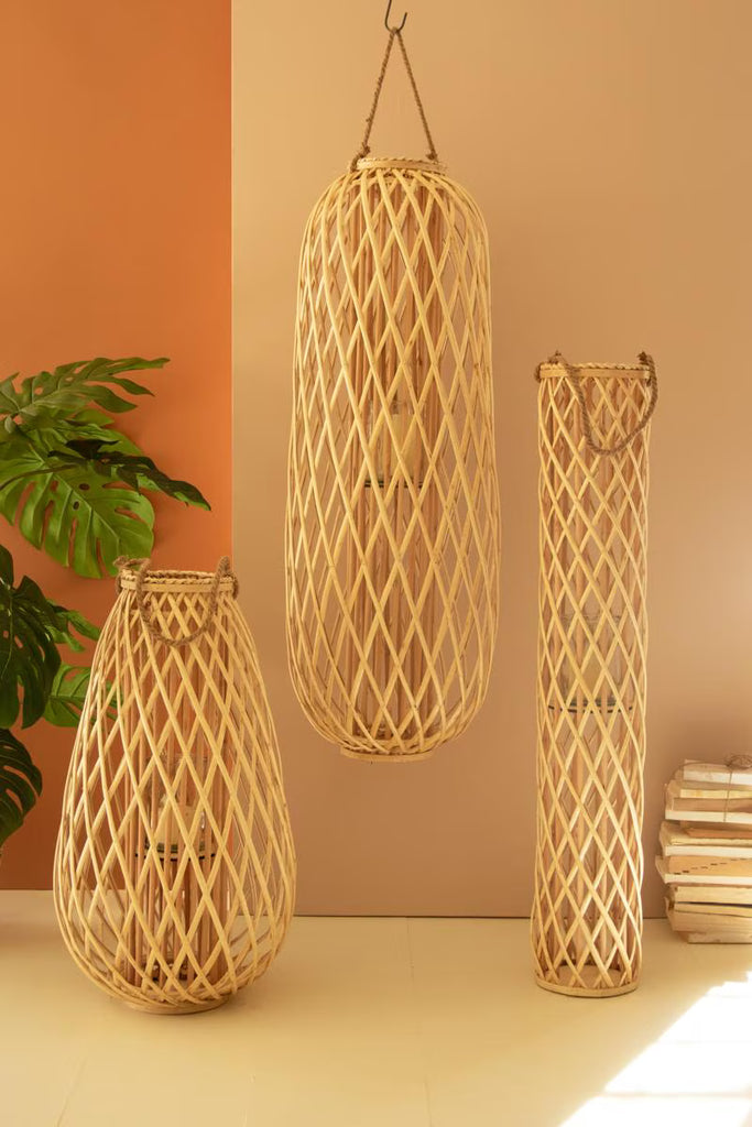 Tall Cylinder Willow Lantern with Glass Insert - Natural 47"t – image 2