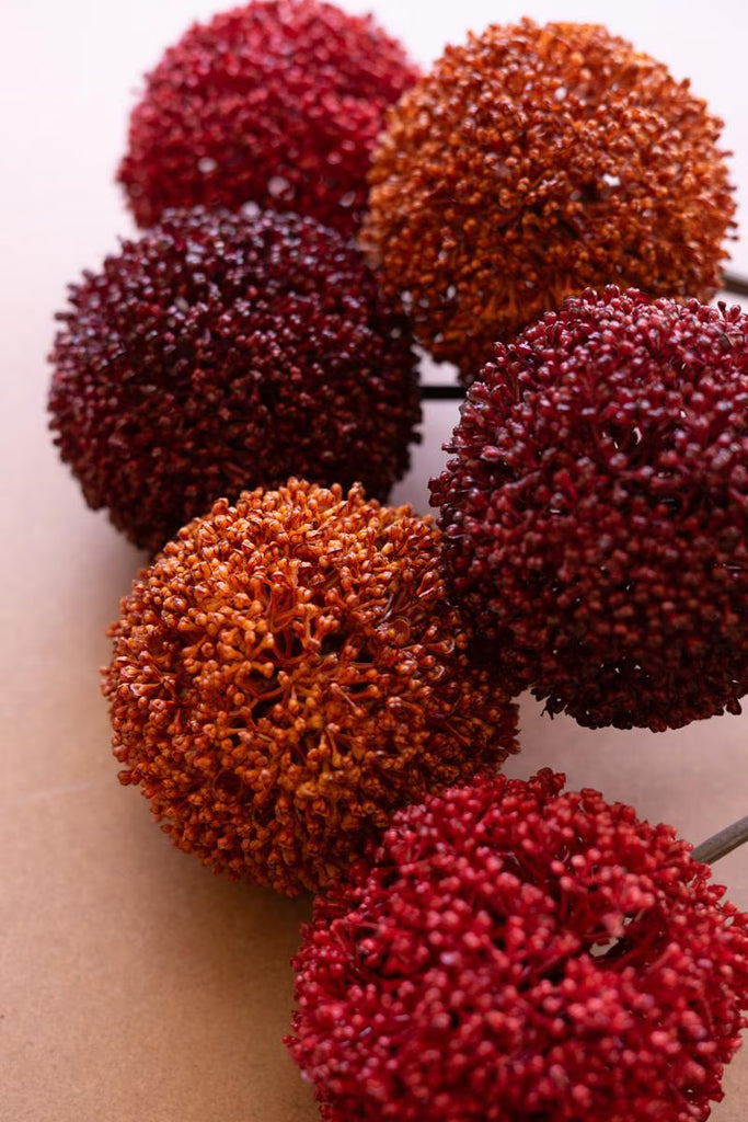 Set of 6 Artificial Allium Ball Stems - 2 Each Color - view 3