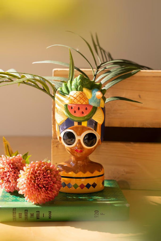Set of 3 Ceramic Ladies Vases with Fruit Hats – image 2