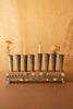 Eight Metal Bud Vases with Painted Wooden Base – image 3