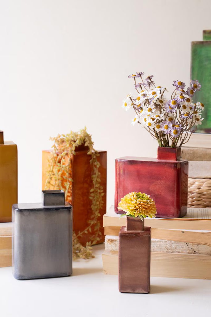 Set of 6 Painted Metal Vases - One Each – image 3
