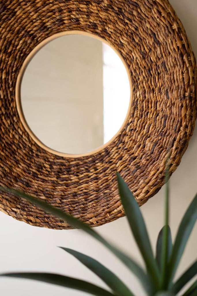 Round Banana Fiber Framed Mirror – image 2