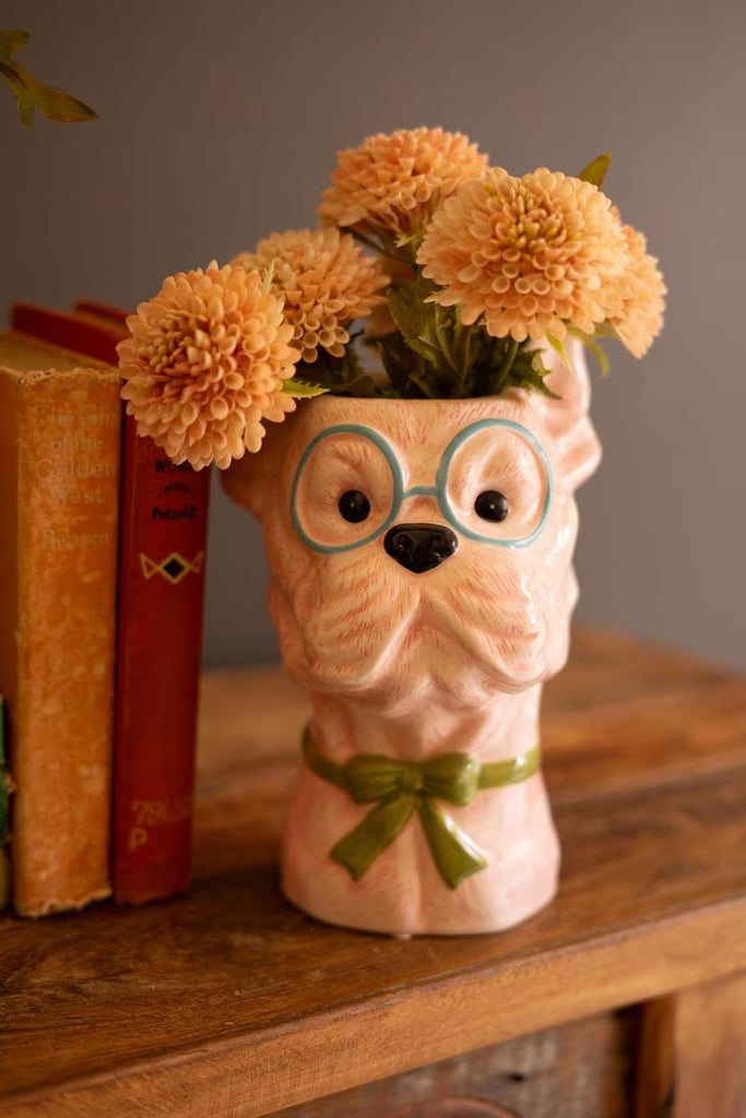 Set of 3 Ceramic Dog Vases with Bows – image 2