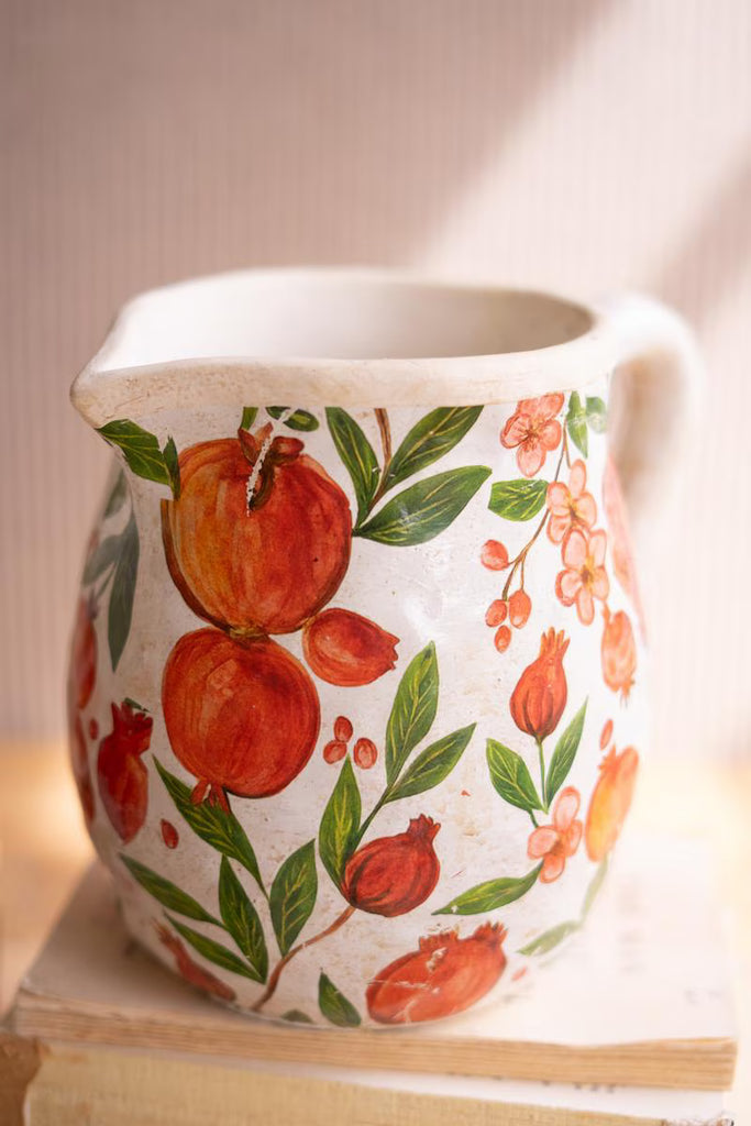 Set of 2 Cement Pitcher and Vase - Pomegranites – image 3