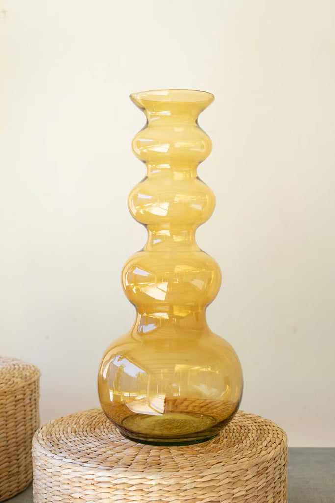 LARGE GLASS BUBBLE VASE - AMBER — Kalalou CV2318