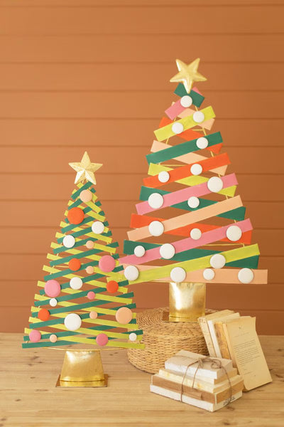 Set of 2 Painted Metal Christmas Trees #2 – image 1