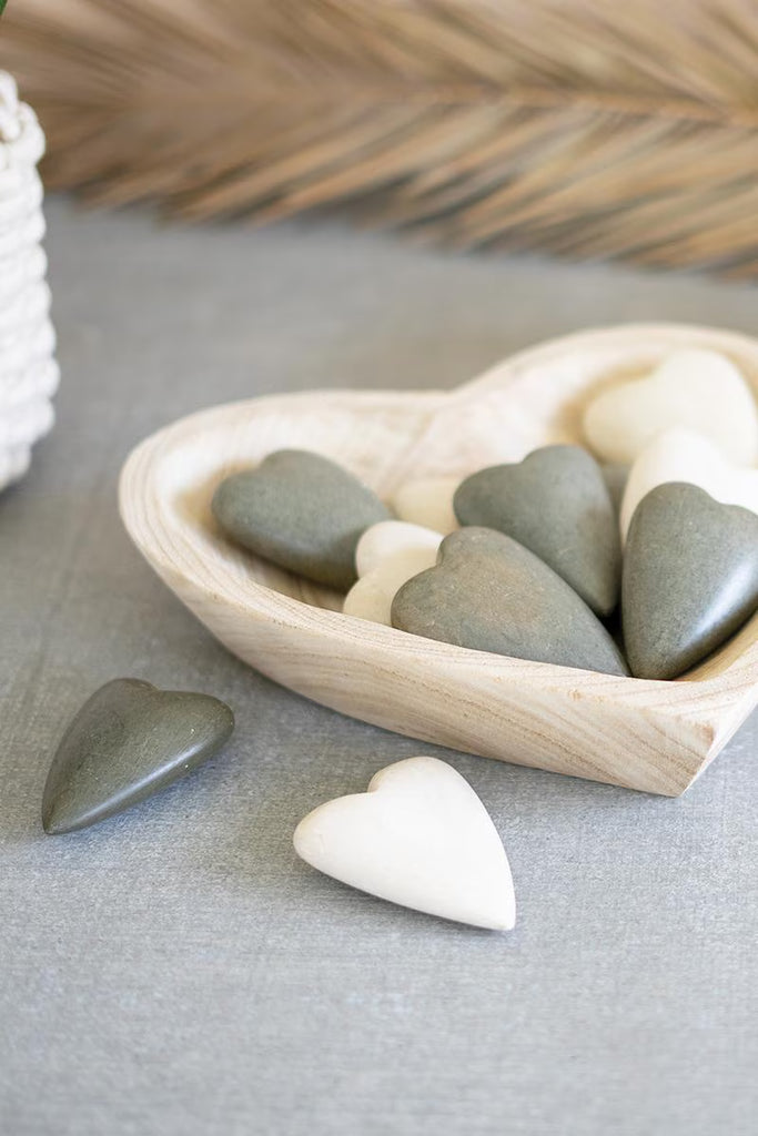HAND CARVED WOODEN HEART BOWL (MIN 2) — Kalalou CMH1021K