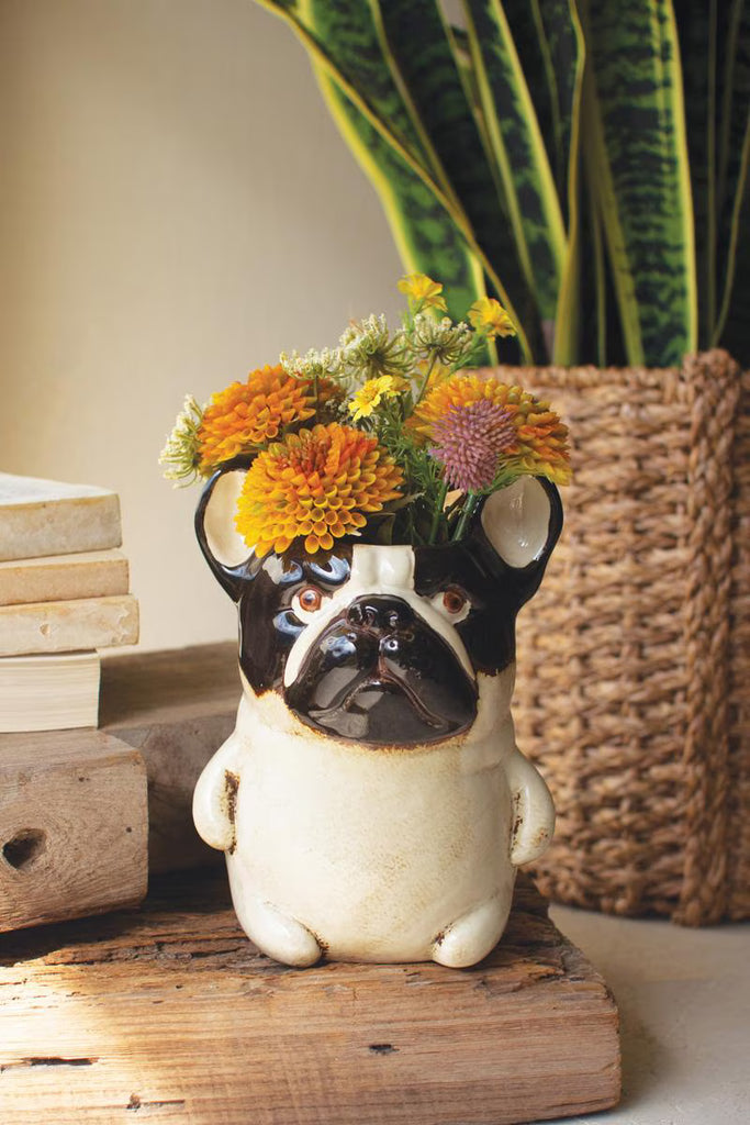 Ceramic French Bulldog Planter - image 1