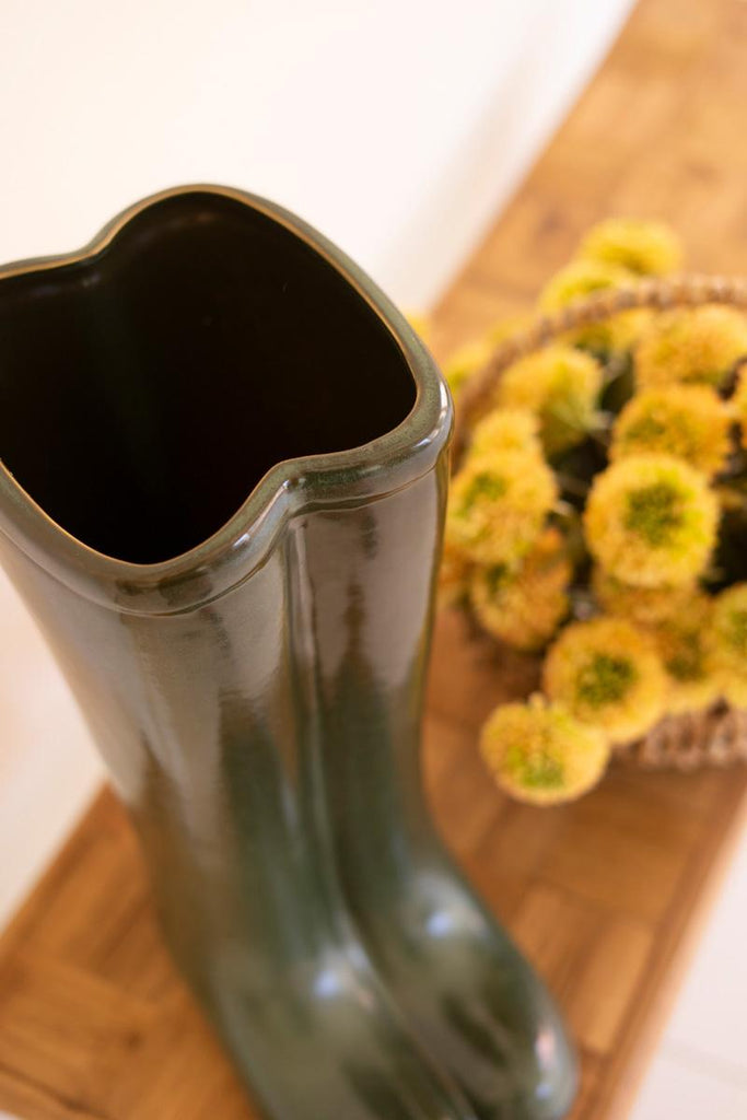 Large Ceramic Green Boot Vase – image 3