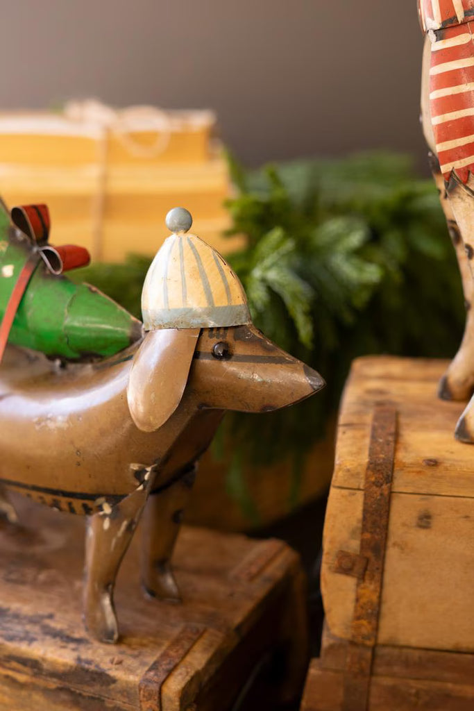 Set of 2 Recycled Metal Christmas Dogs – image 3