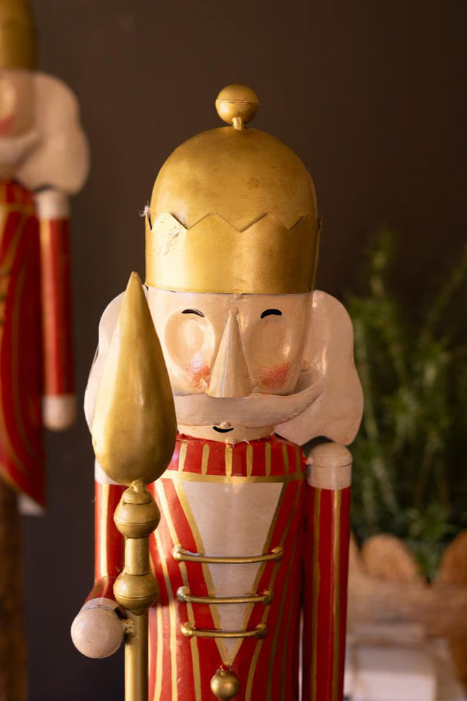 Set of 2 Painted Metal Nutcrackers on Wood Bases – image 5