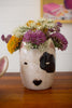 Set of 2 Ceramic Black and White Dog Head Planters - image 4