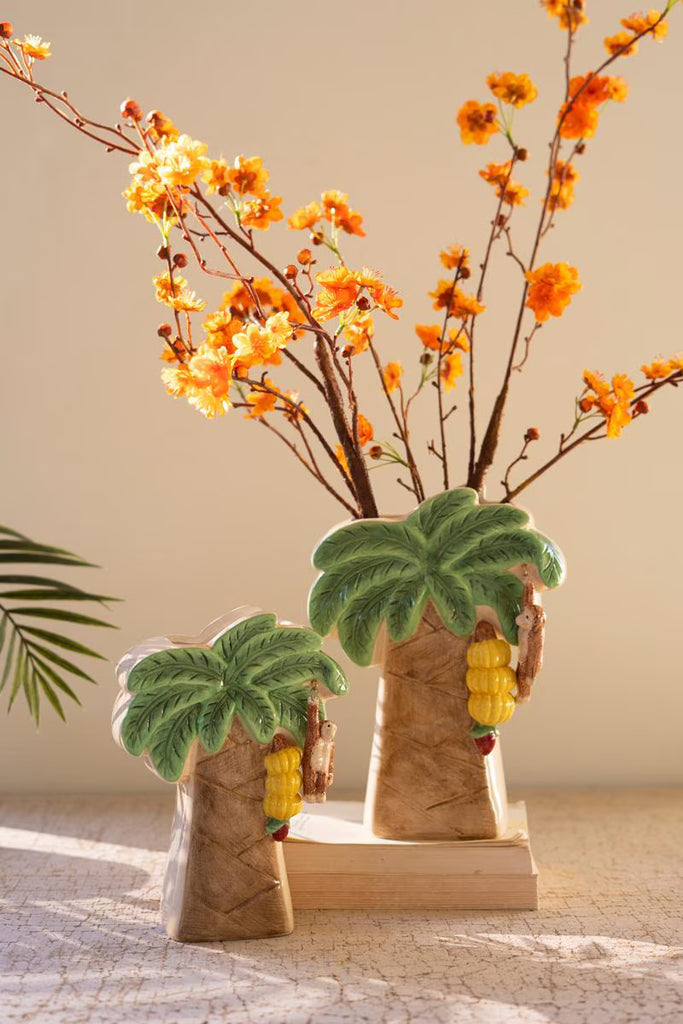 Set of 2 Ceramic Palm Tree Vases – image 4