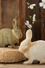 Set of 2 Painted Metal Rabbits - Green and White - view 2