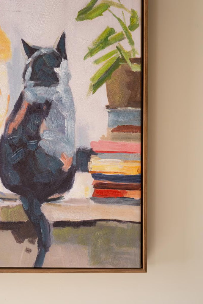 Framed Paint Over Print Two Cats – image 4
