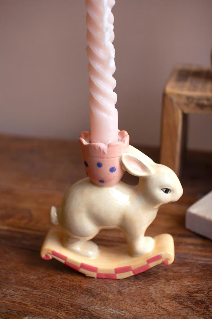 Set of 3 Ceramic Easter Bunny Taper Candle Holders - view 3