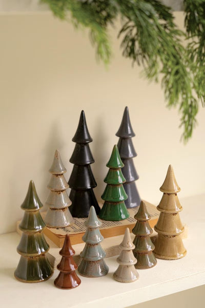 Set of 10 Ceramic Christmas Trees – image 1