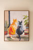 Framed Paint Over Print Two Cats – image 6