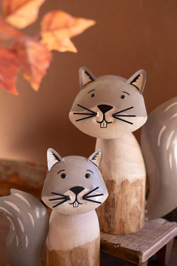 Set of 2 Recycled Wood and Iron Squirrels - image 4