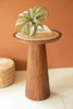 Round Wooden Side Table with Woven Cane Top – image 1