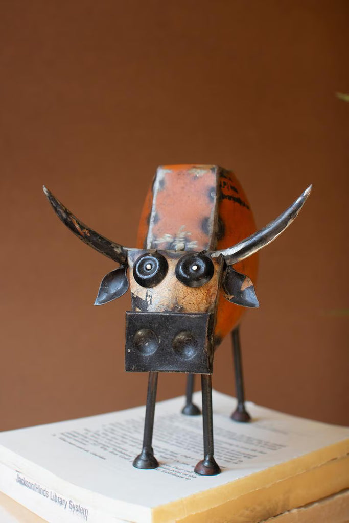 Set of 2 Recycled Iron Steers - image 4