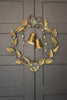 Antique Brass Christmas Wreath Leaves and Bells - view 2