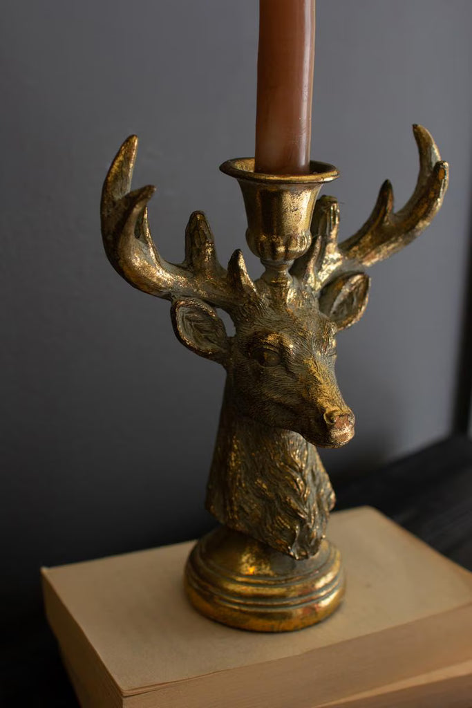 RESIN TAPER CANDLE HOLDER - DEER (MIN 2) — Kalalou CMNQ1281K