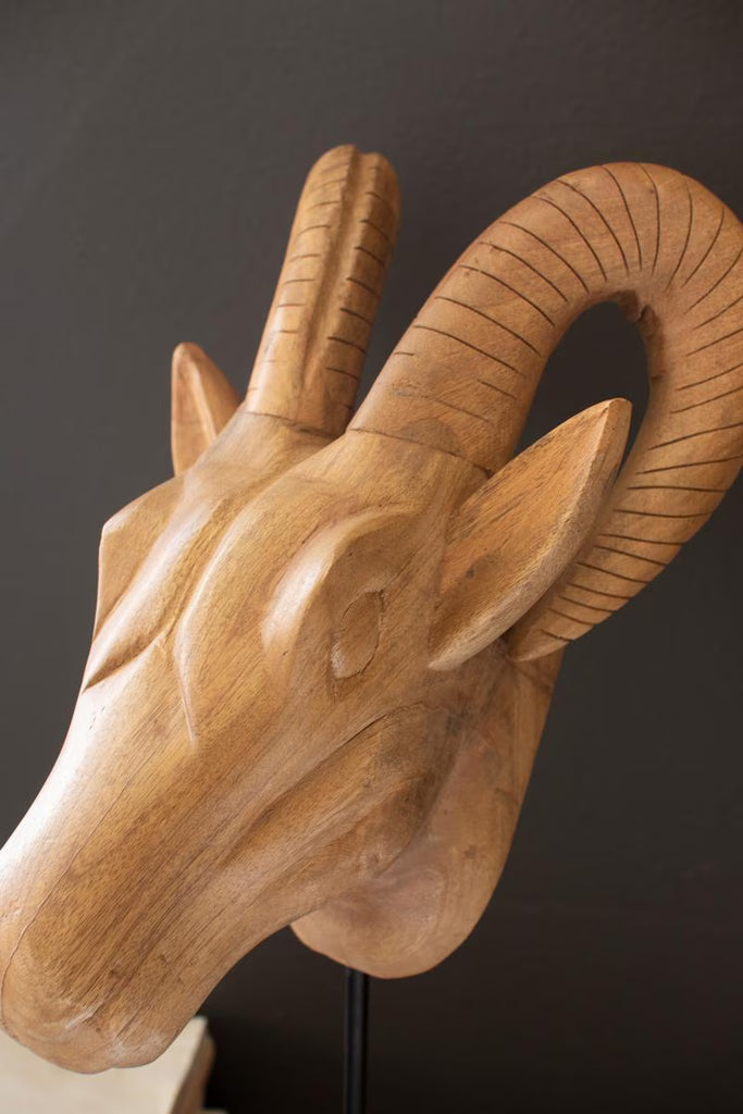 Set of 3 Carved Mango Wood African Animal Heads – image 6