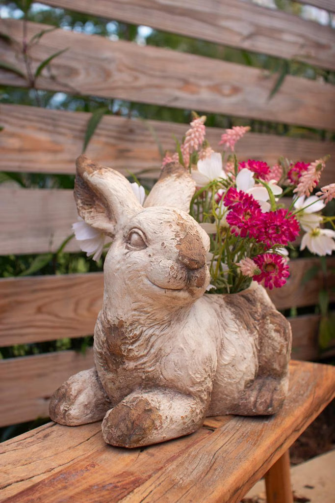 Faux Concrete Rabbit Planter – image 3