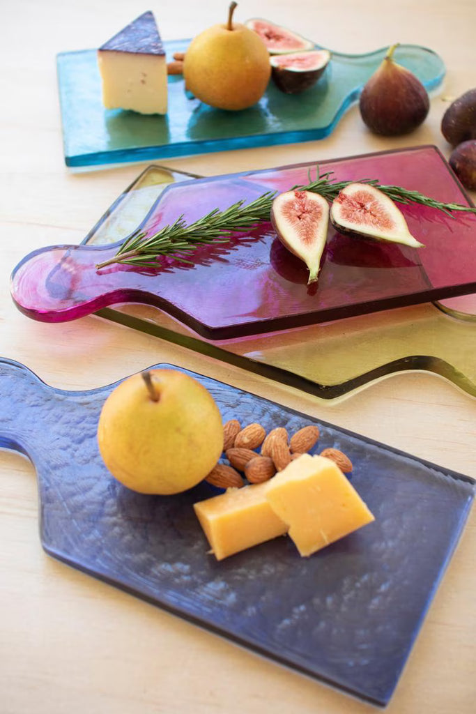 Set of 4 Colored Glass Cheese Boards - One Each Color – image 3