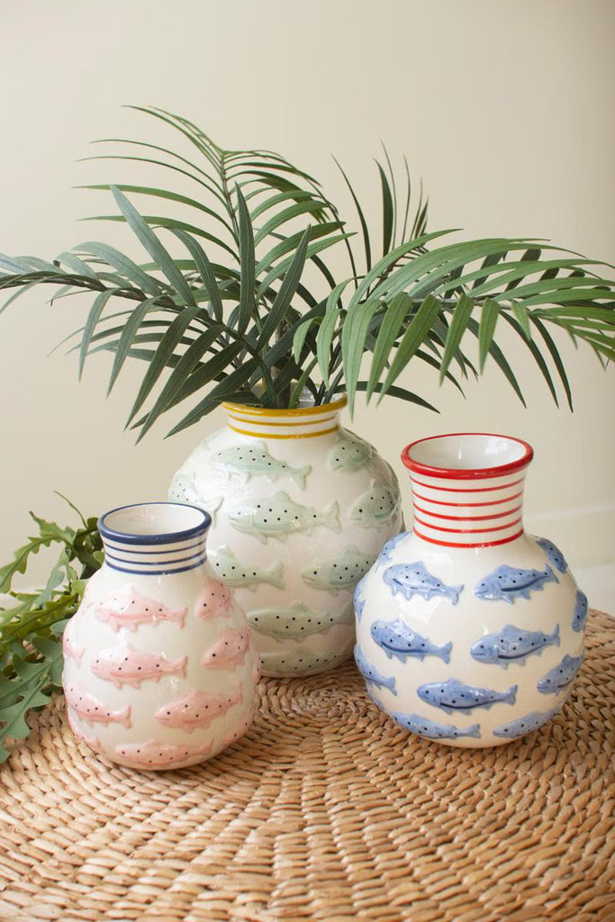 Set of 3 Ceramic Vases with Fish - One Each – image 4