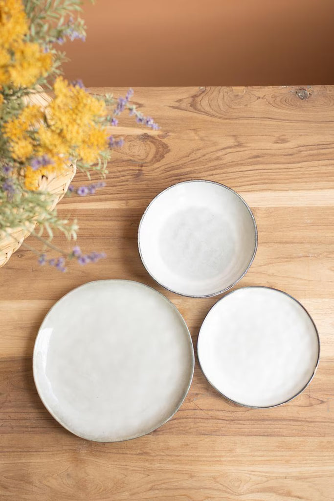 Set of 6 Set 3 Antique Grey Ceramic Dinner Salad and Bowl – image 5