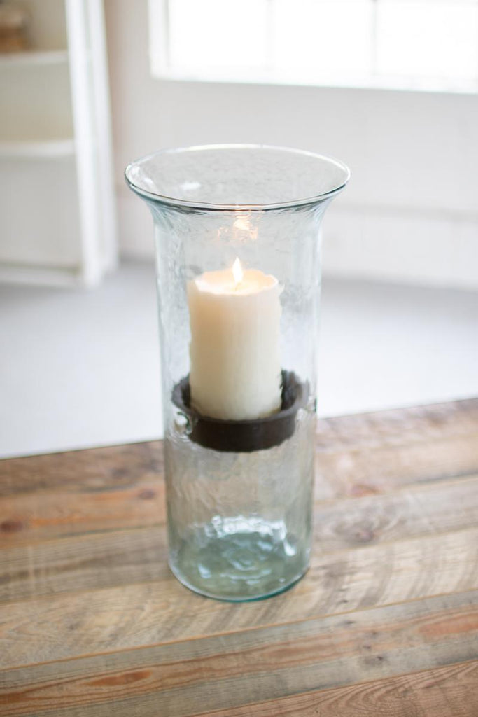 Set of 2 Mini Glass Candle Cylinders with Rustic Insert - Large (min 2) – image 2