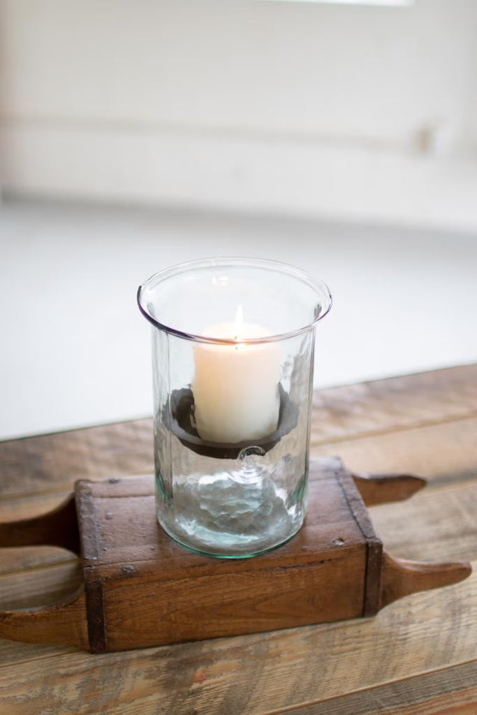 Set of 2 Mini Glass Candle Cylinders with Rustic Insert - Small (min 2) – image 2