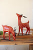 Set of 2 Painted Recycled Metal Folk Reindeer – image 1