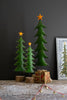 Set of 3 Recycled Metal Christmas Trees on Wood Bases – image 1