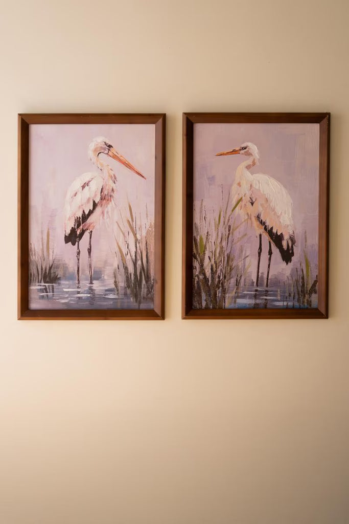 Set of 2 Framed Paint Over Print Herons – image 5