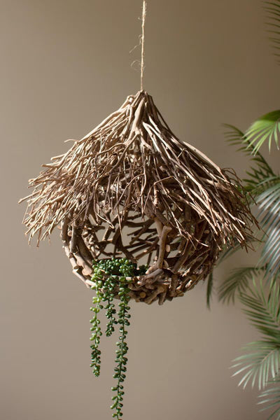 Round Tea Twig Bird House with Roof – image 1