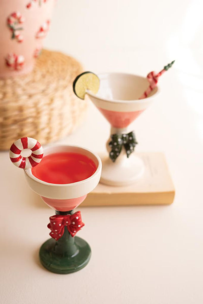 Set of 2 Ceramic Christmas Martini Glasses - view 1