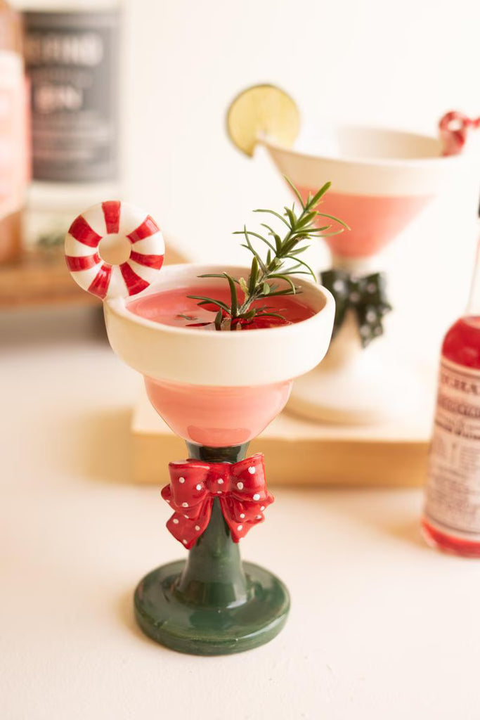 Set of 2 Ceramic Christmas Martini Glasses - view 7