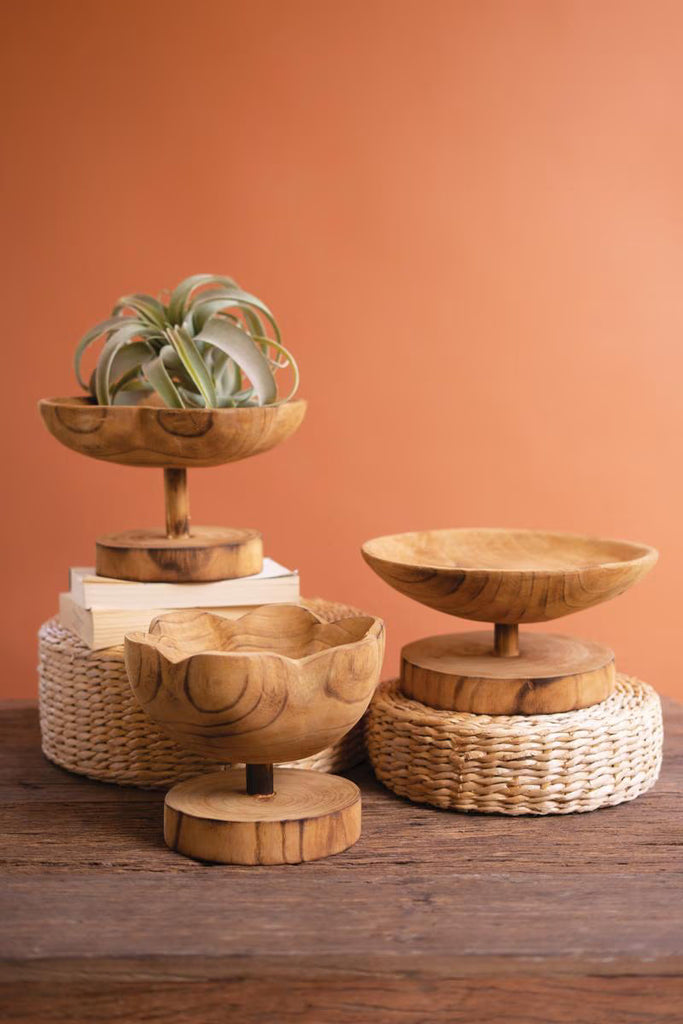 Set of 3 Wooden Compotes - One Each Design – image 1