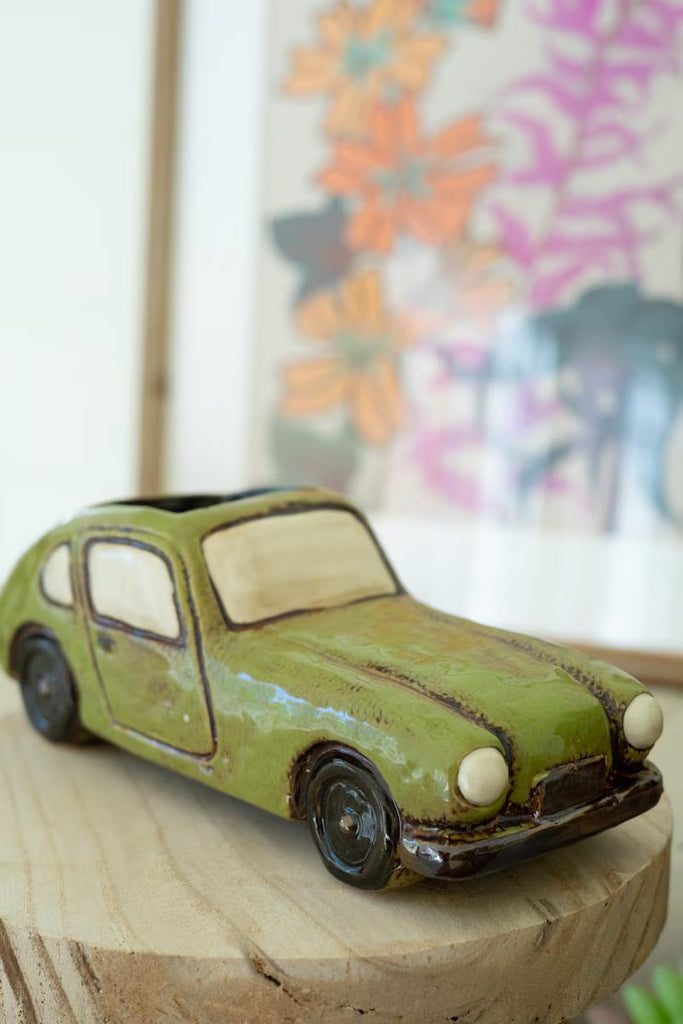 SET OF THREE CERAMIC CARS PLANTERS — Kalalou CDV2252