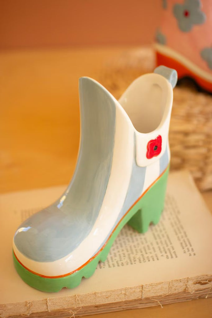 Set of 2 Ceramic Colorful Rubber Boot Vases - view 2