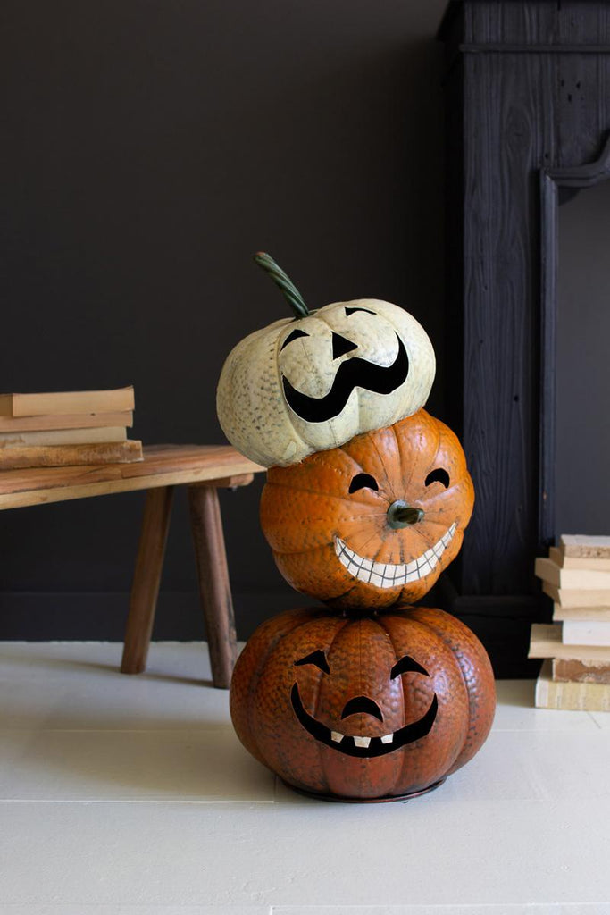 Painted Metal Halloween Stacking Jack-o-lanterns – image 2