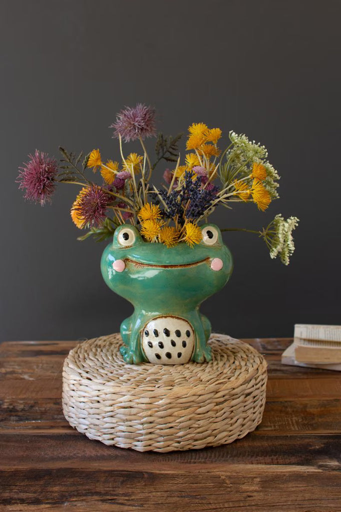 Set of 2 Ceramic Frog Planter (min 2) – image 1