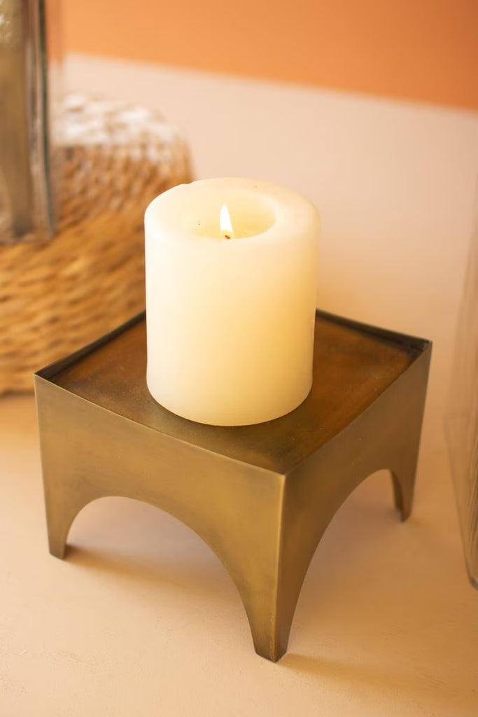 Set of 2 Square Glass Hurricanes with Antique Brass Bases – image 7