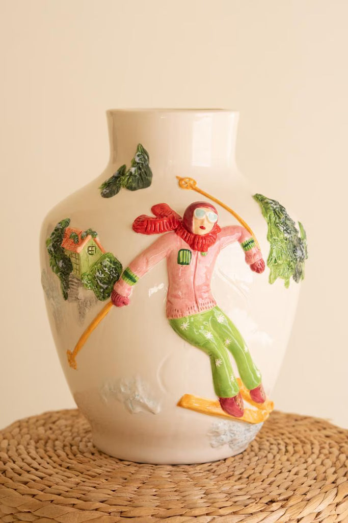 Ceramic Christmas Vase with Skier – image 5