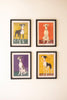 Set of 4 Framed Hound Prints Under Glass – image 2