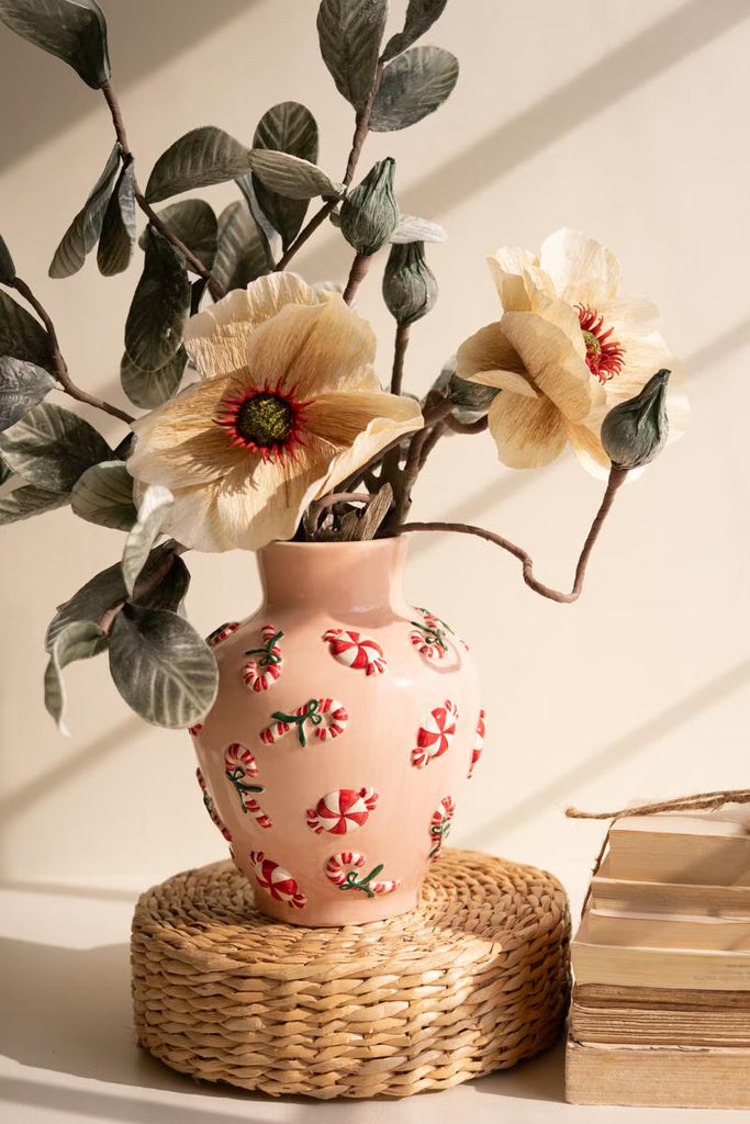 Ceramic Vase with Peppermint Detail – image 6